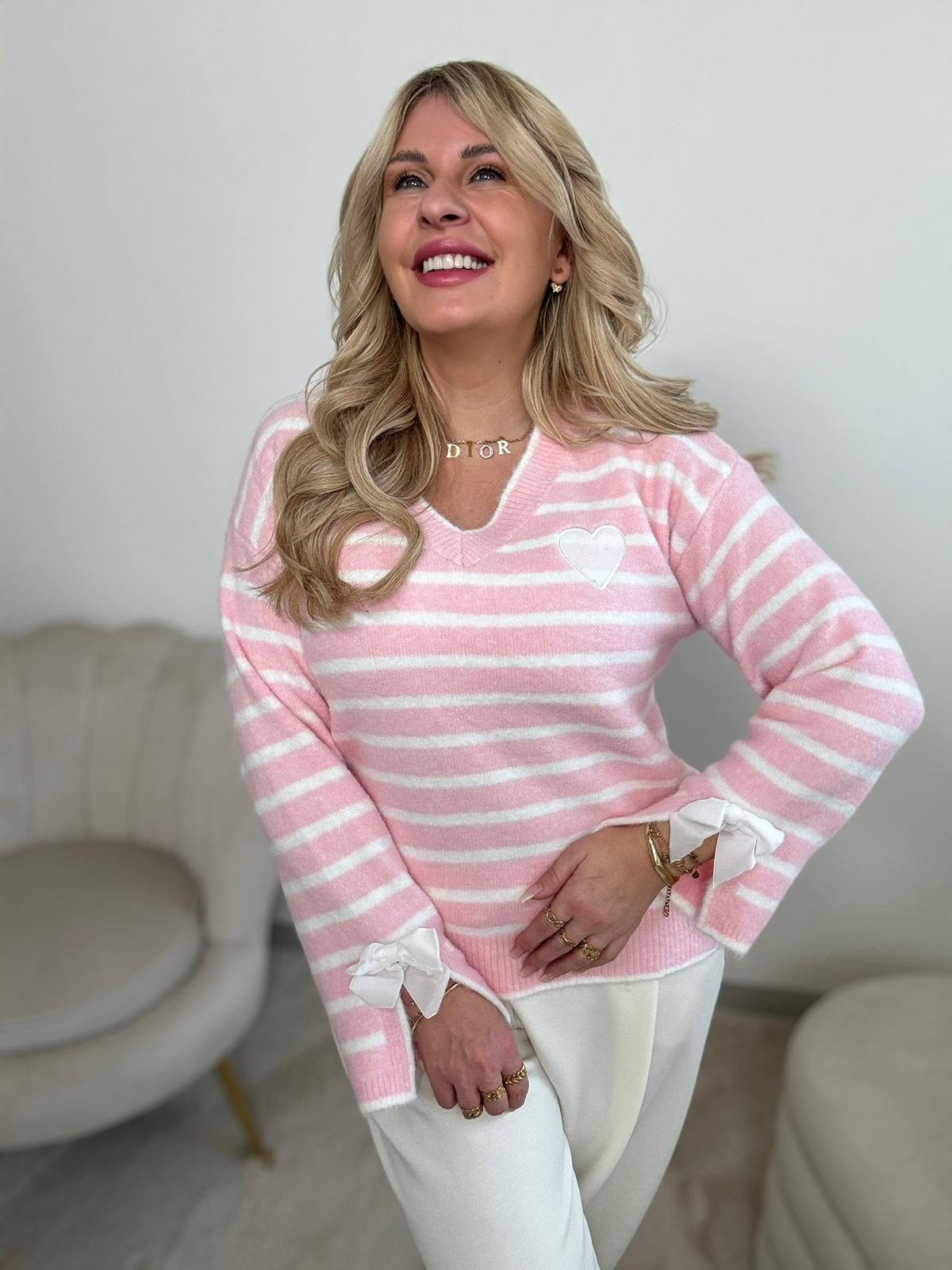 Pullover rosa/weiß ELEGANT LINES