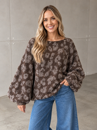 Fledermauspullover im LEO Style chocolate/taupe