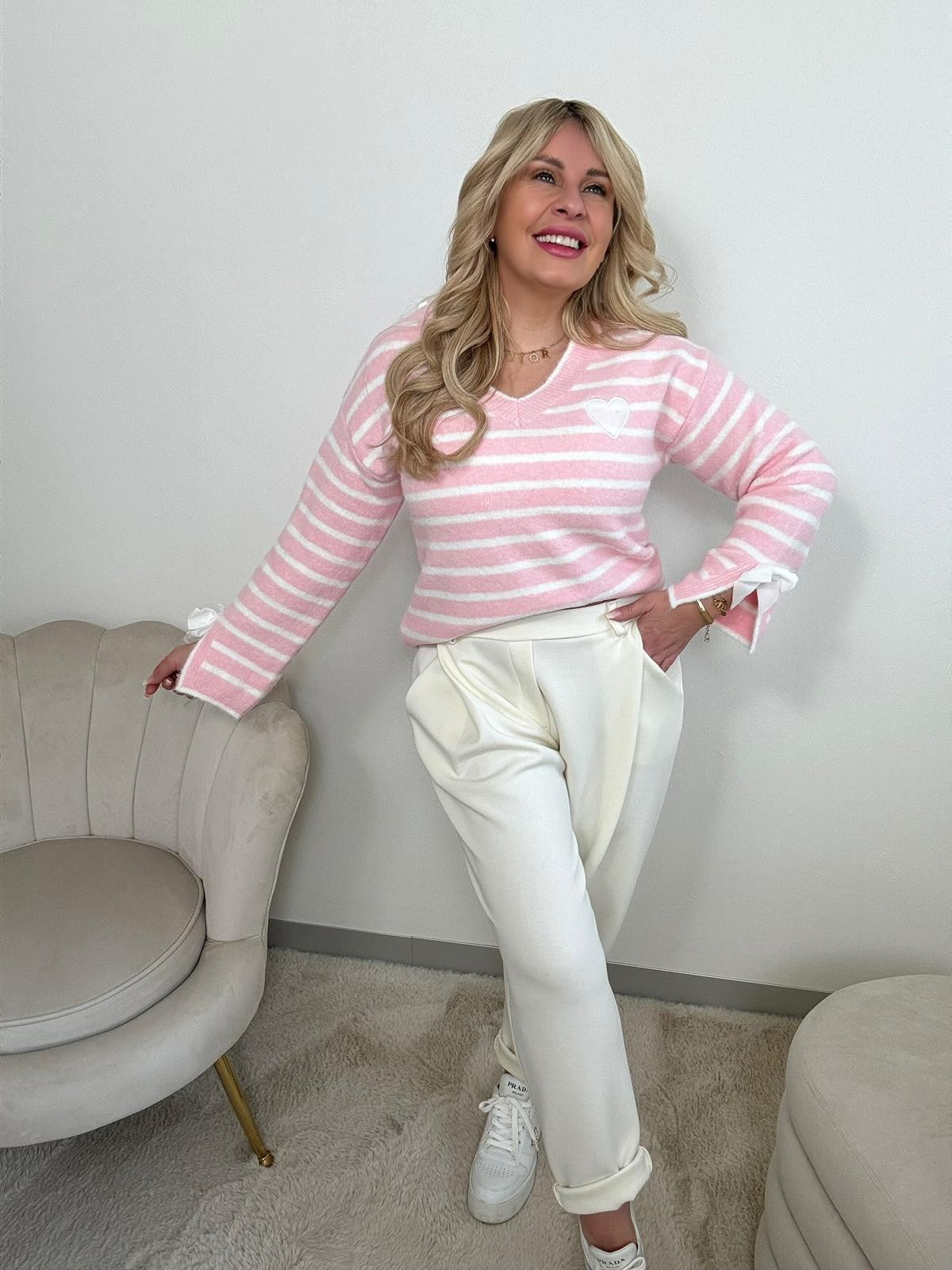 Pullover rosa/weiß ELEGANT LINES