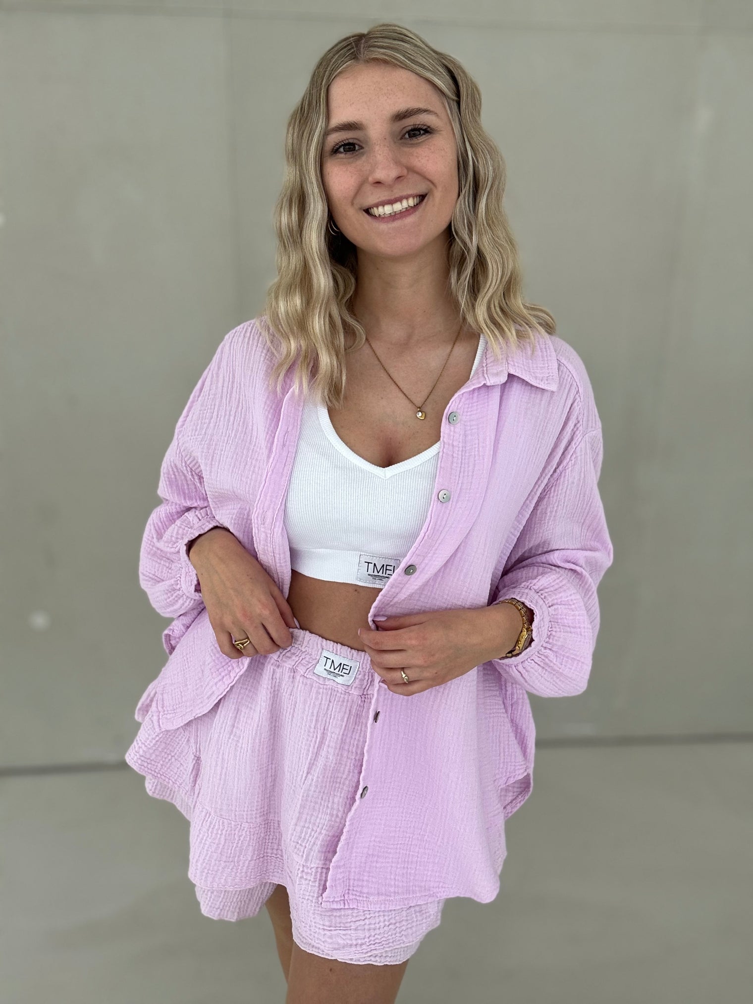 Musselin Bluse flieder 100% Baumwolle
