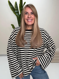 Longsleeve mit leicht ausgestelltem Ärmel STRIPES cremeweiß/schwarz