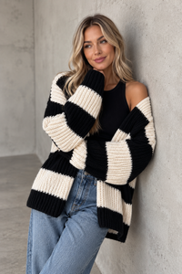 Strickjacke ONLY COZY VIBES schwarz/creme