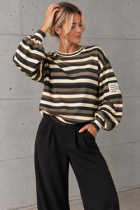 Butterstoff Sweater PERFECT OUTFIT Kaki Stripes