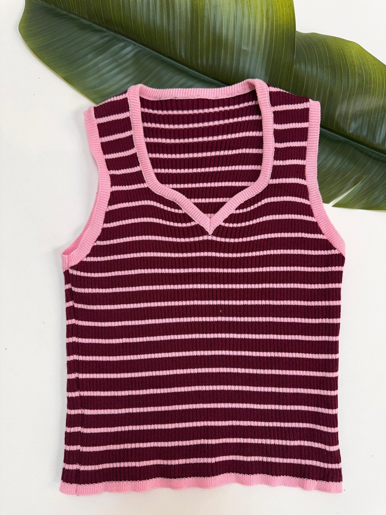 Ripp Top burgundy/rosa