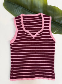 Ripp Top burgundy/rosa