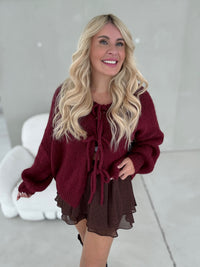 Strickjacke SUPER SOFT zum binden burgundy