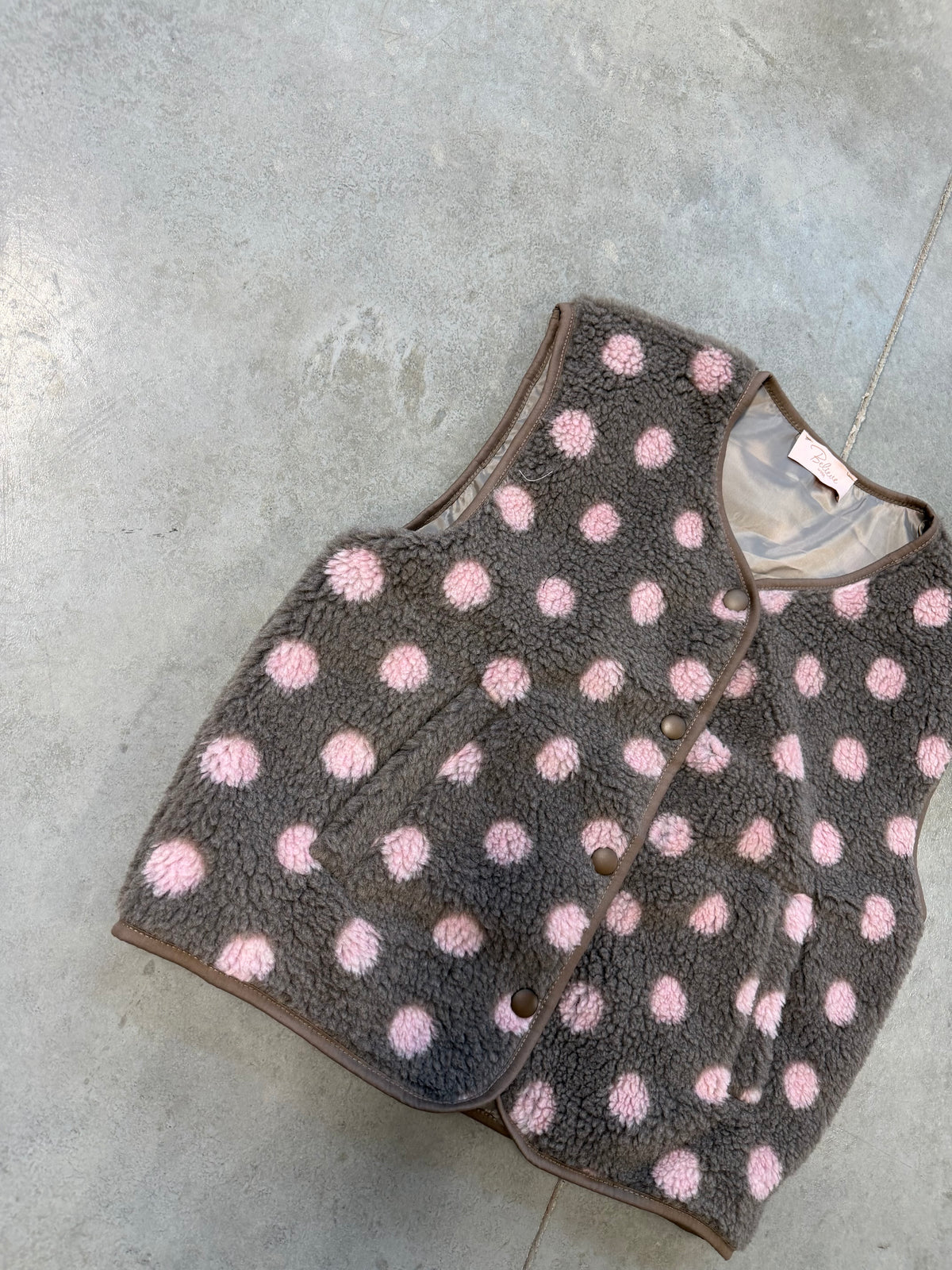 DOTS Weste Teddy taupe/rosa