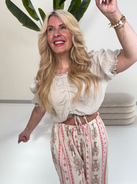 Musselin Carmen Bluse SUNNY DAY beige