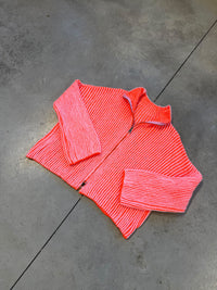 Strickjacke ZIPPER STRIPES rosa/orange