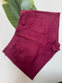 Velours Shorts mit elastischem Bund burgundy