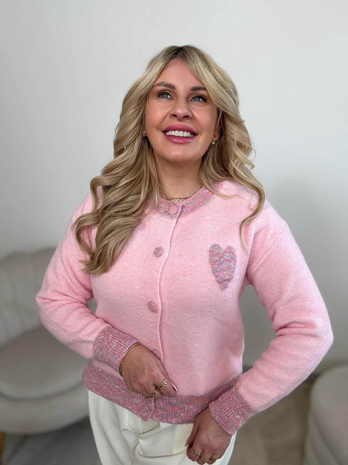 Strickjacke rosa RAINBOW HEART