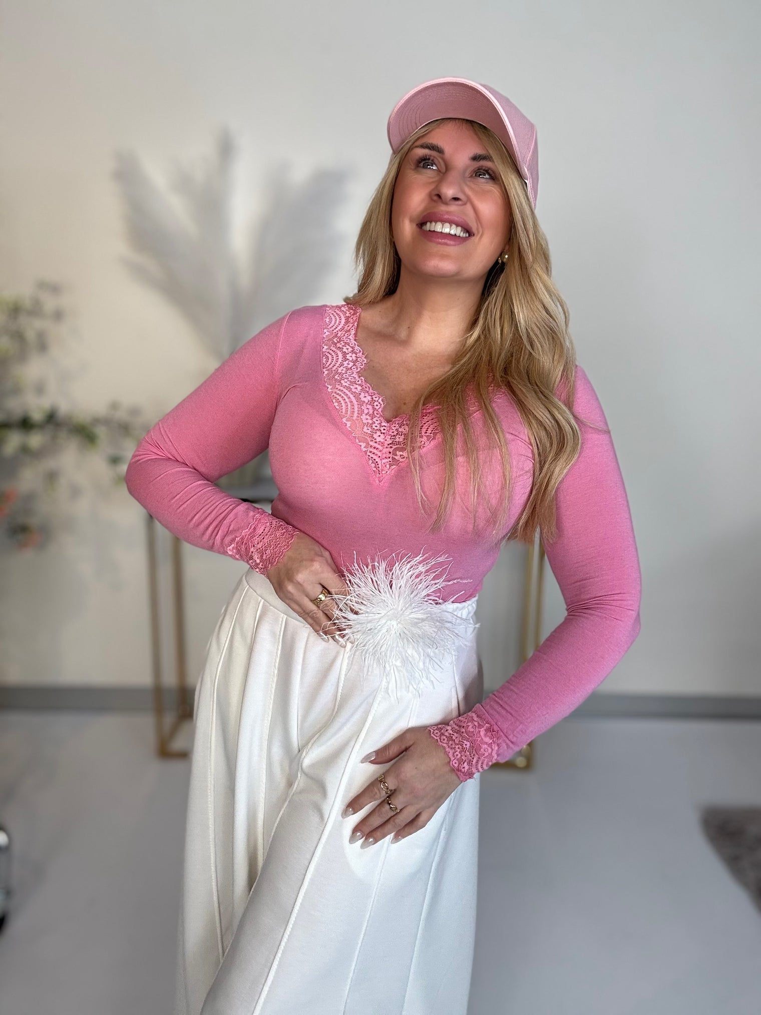 Stretchy Cashmere Langarmshirt Candy Pink