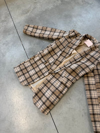 Karierter Long Blazer/ Kurz Mantel in Beige