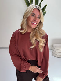Butterstoff Pullover mit Gummizug unten rost