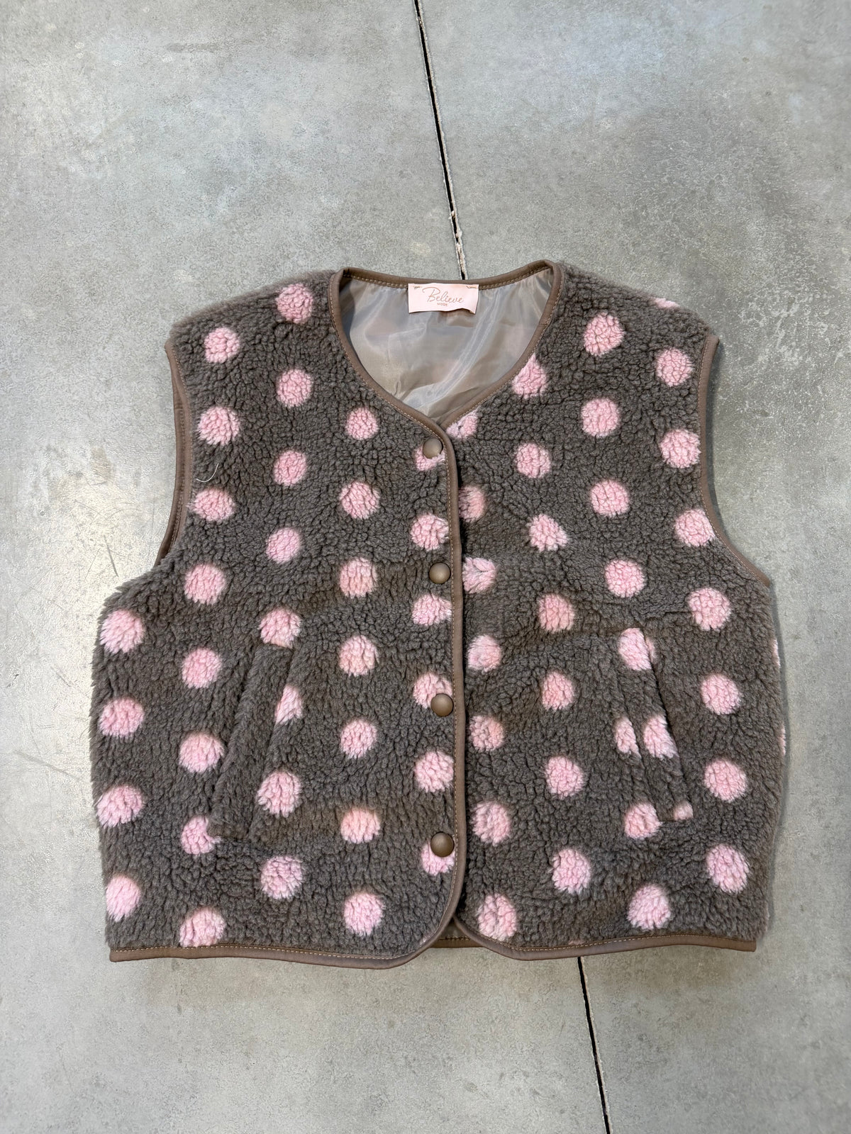 DOTS Weste Teddy taupe/rosa