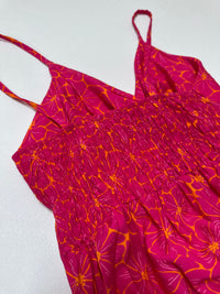 Luftiges Sommer Kleid FLORAL FEMININE mit dünnen Trägern pink/orange