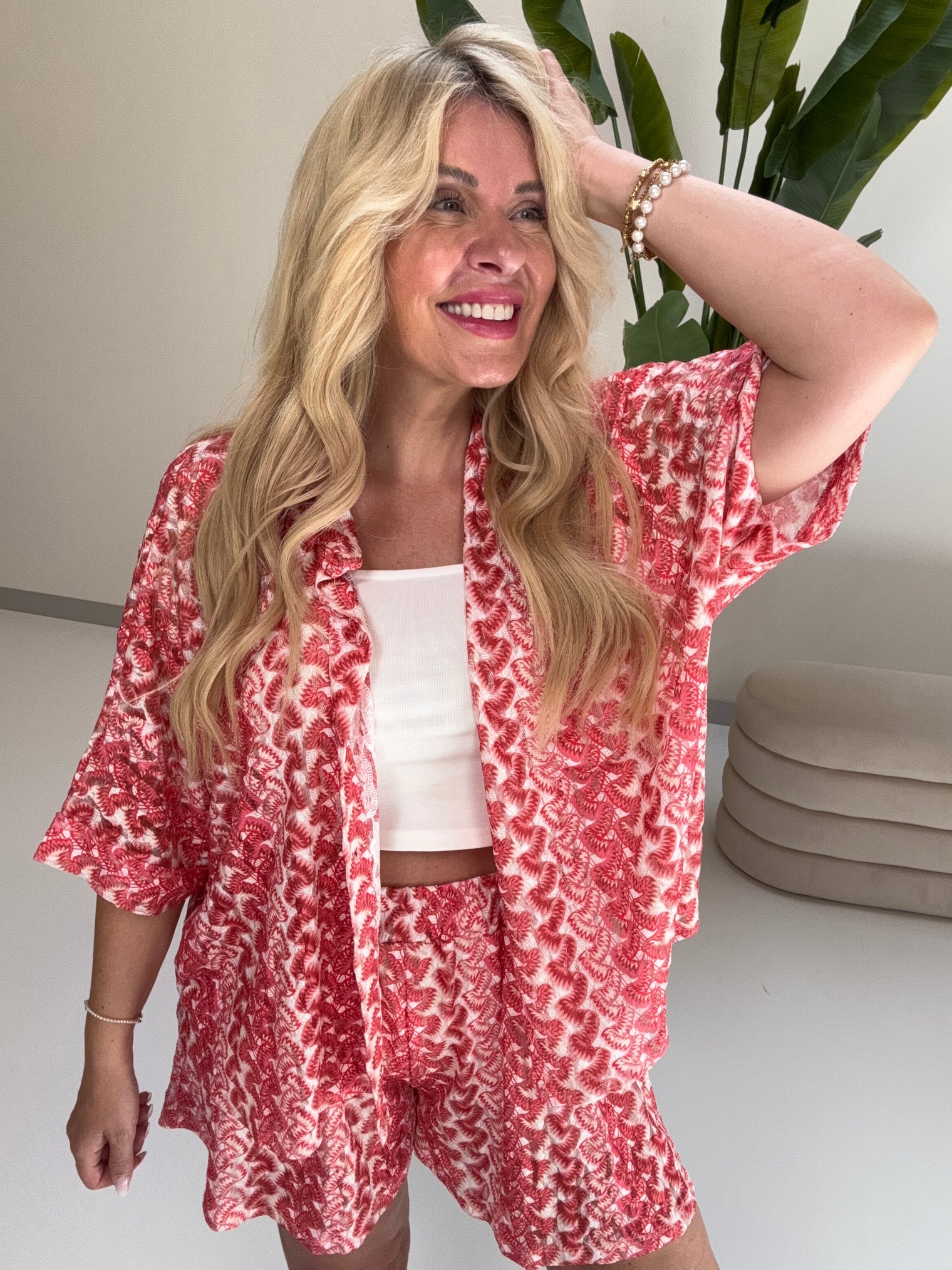 Sommer Bluse kurzarm SUMMER HOT rosa/pink/rot