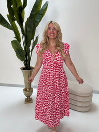 Signature Boho Musselin Kleid rosa LEO POWER rot/pink