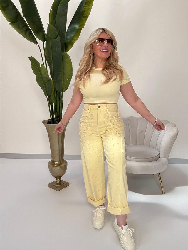 Barrel Jeans mit Stretch CRYSTAL & PEARL