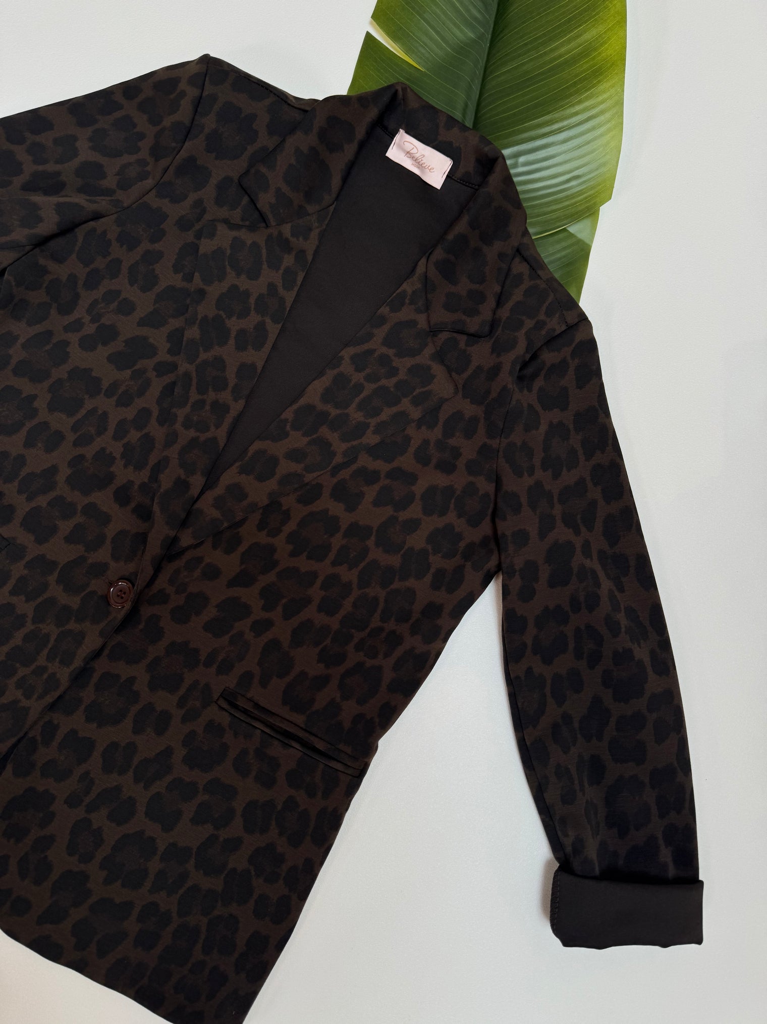 Stretch Butterstoff Blazer LOOK TO THE SKY LEO dark chocolate/schwarz