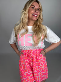Stylische Musselin Short  LEO POWER pink/rosa/orange
