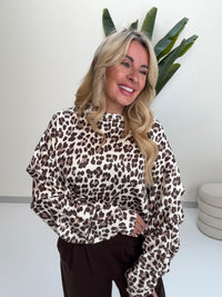 Butterstoff Pullover mit Crinkle Arm creme leo