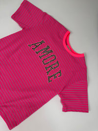 Statement Shirt fuchsia/pink gestreift AMORE Leo