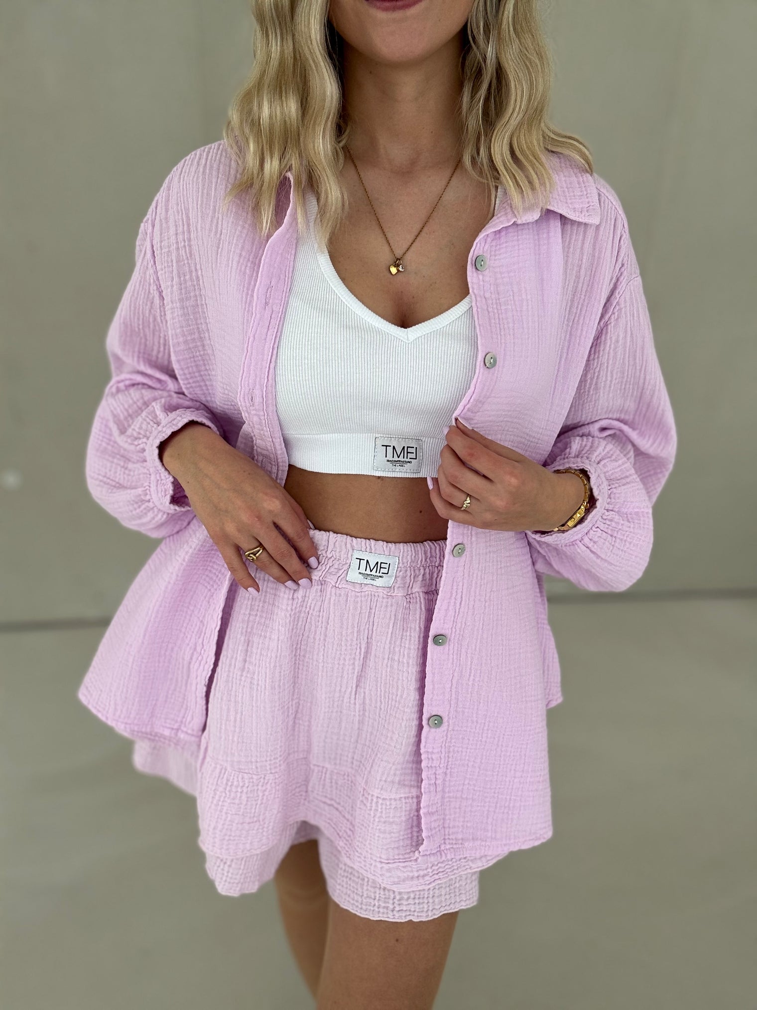 Musselin Bluse flieder 100% Baumwolle