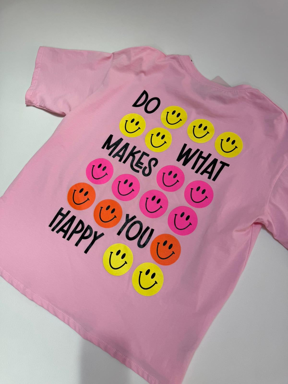 Statement Shirt DONT WORRY BE HAPPY rosa mit Rückenprint