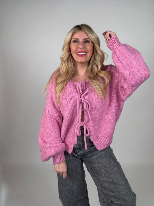 Strickjacke zum binden in Pink