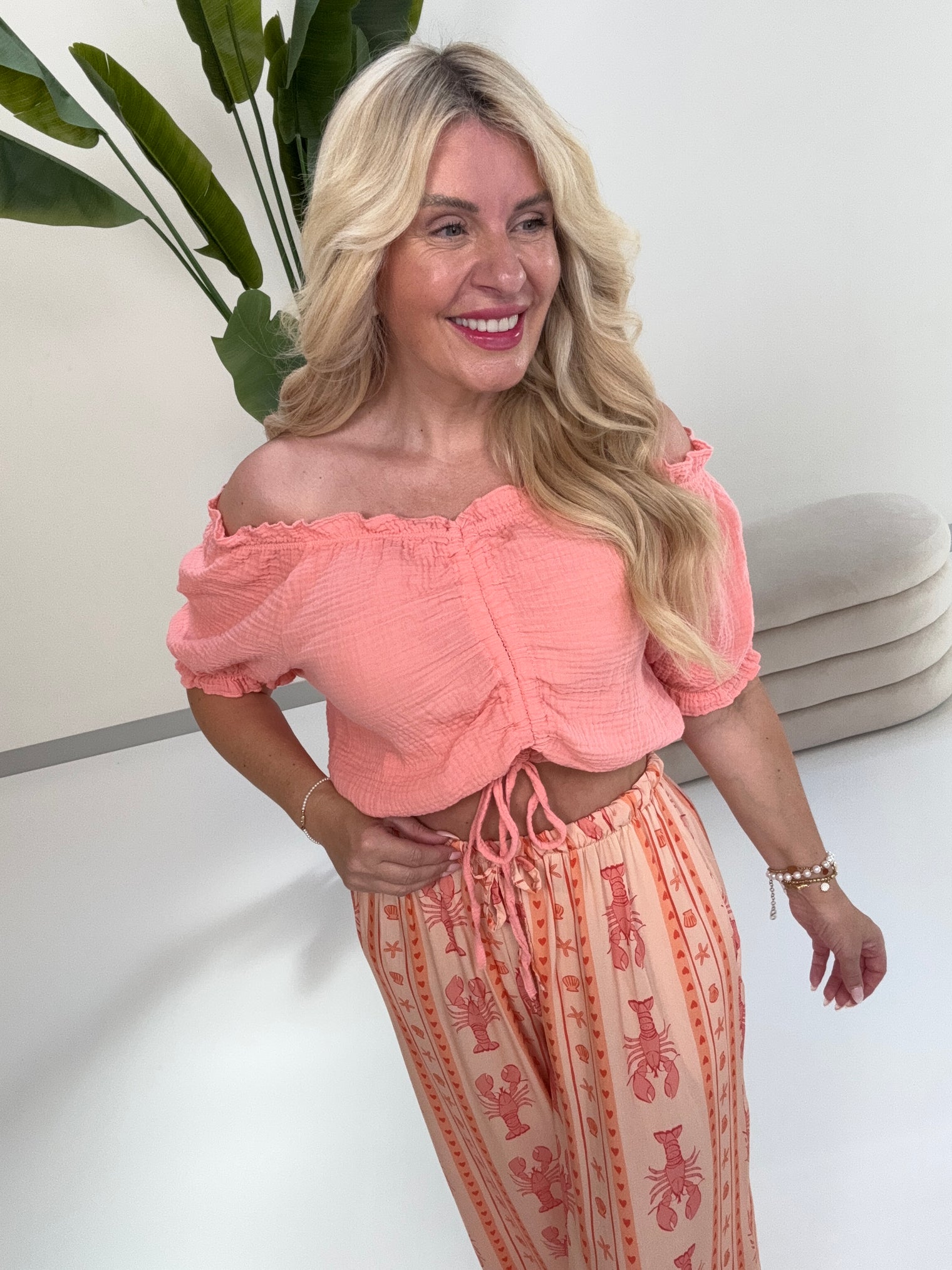 Musselin Carmen Bluse SUNNY DAY Peacg