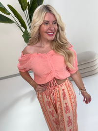 Musselin Carmen Bluse SUNNY DAY Peacg