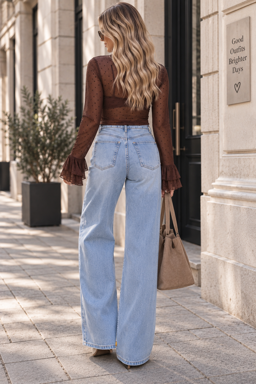 High Waist Stretch Jeans mit heller Waschung