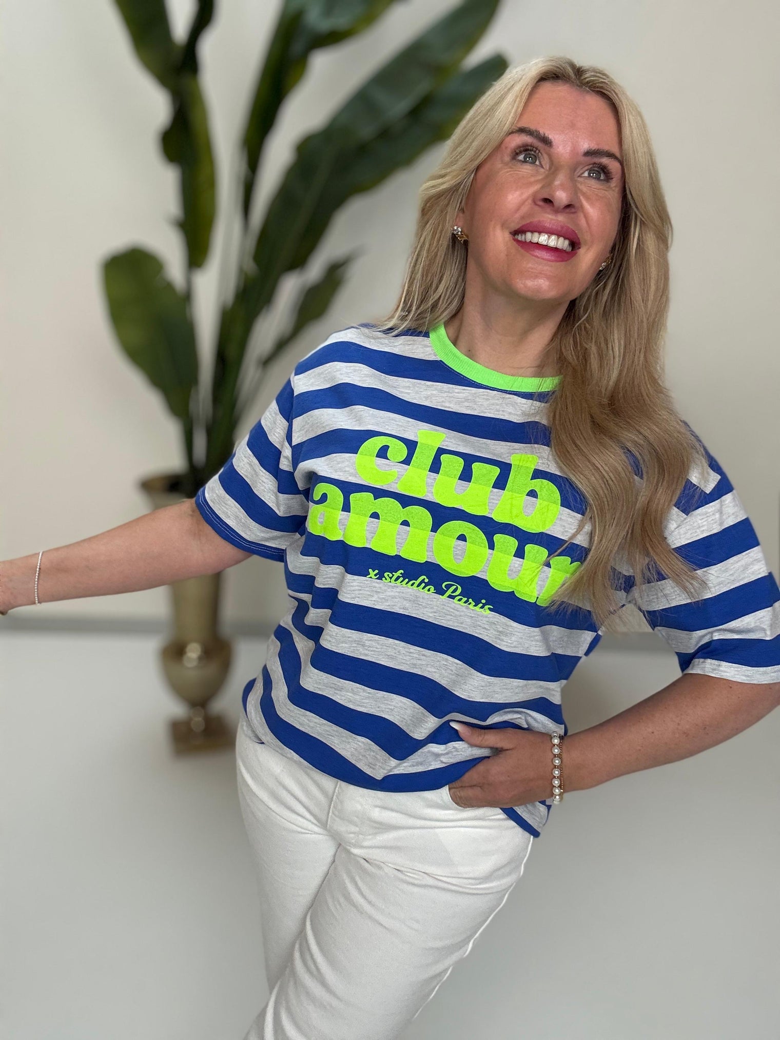 Statement Shirt blau/hellgrau gestreift CLUB AMOUR
