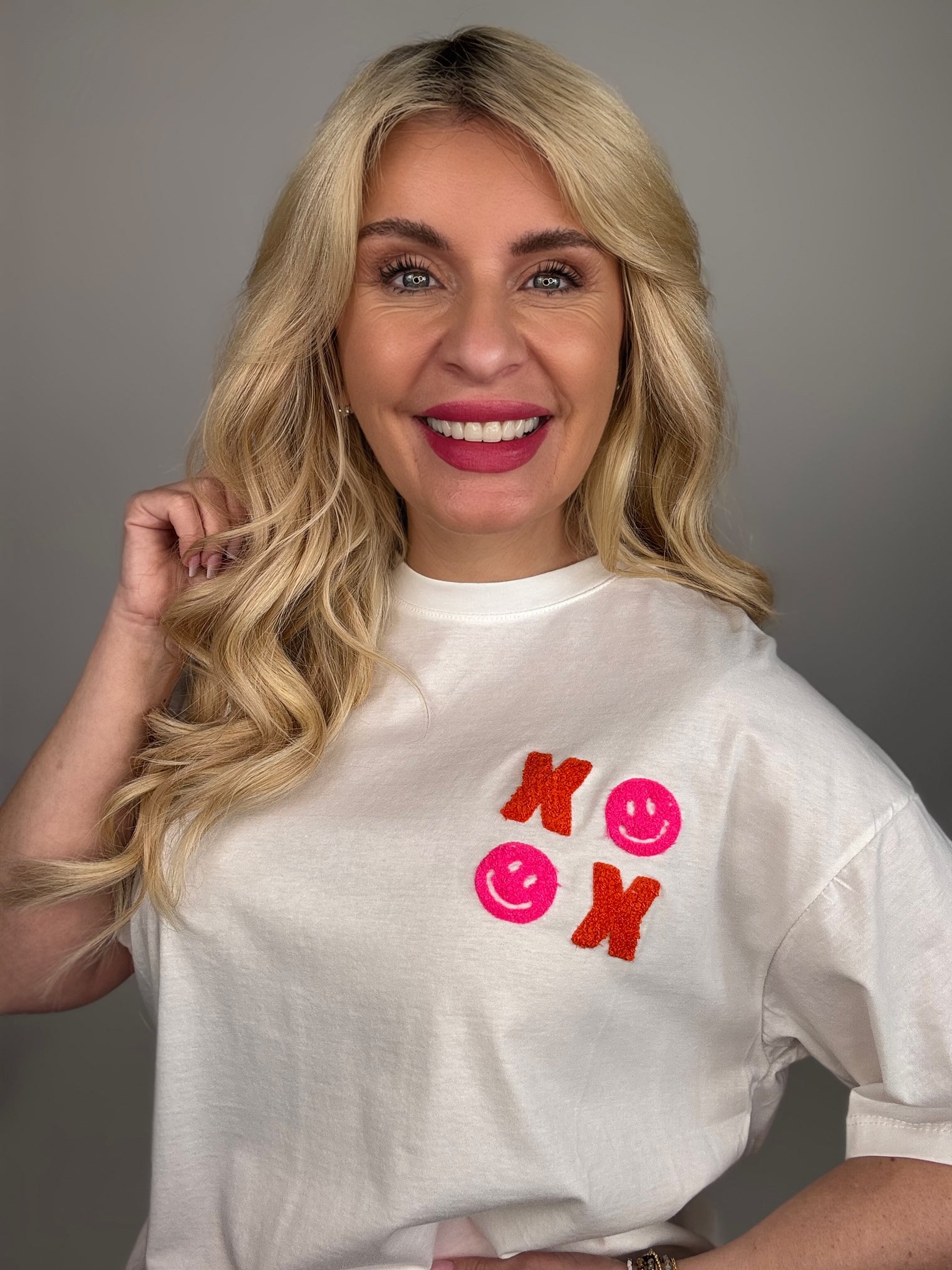 Statement Shirt weiß XOXO rot&pink