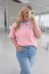 Strick Polo MIOMIO hellbau/rosa