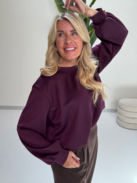 Butterstoff Pullover mit Gummizug unten pflaume