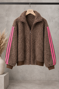Jacke SPORTY COZYNESS chocolate/pink mit seitlichen Streifen