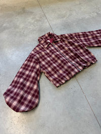 Cropped Flanell Jacke KARO Burgundy/ beige