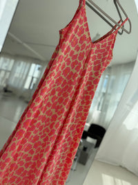 Spaghettiträger Kleid gelb LEO POWER pink&orange