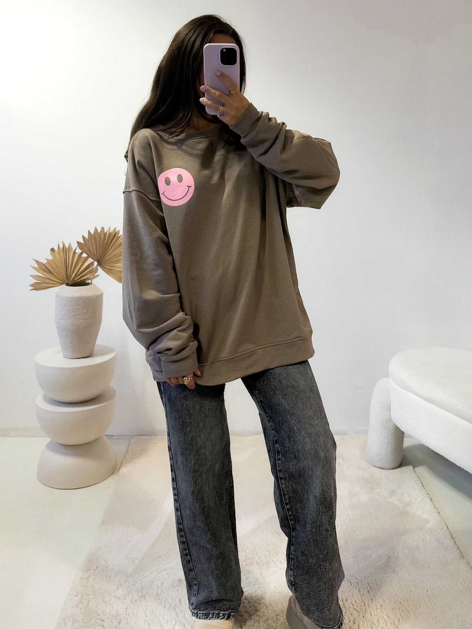 Sweater SMILEY GOOD VIBES Taupe