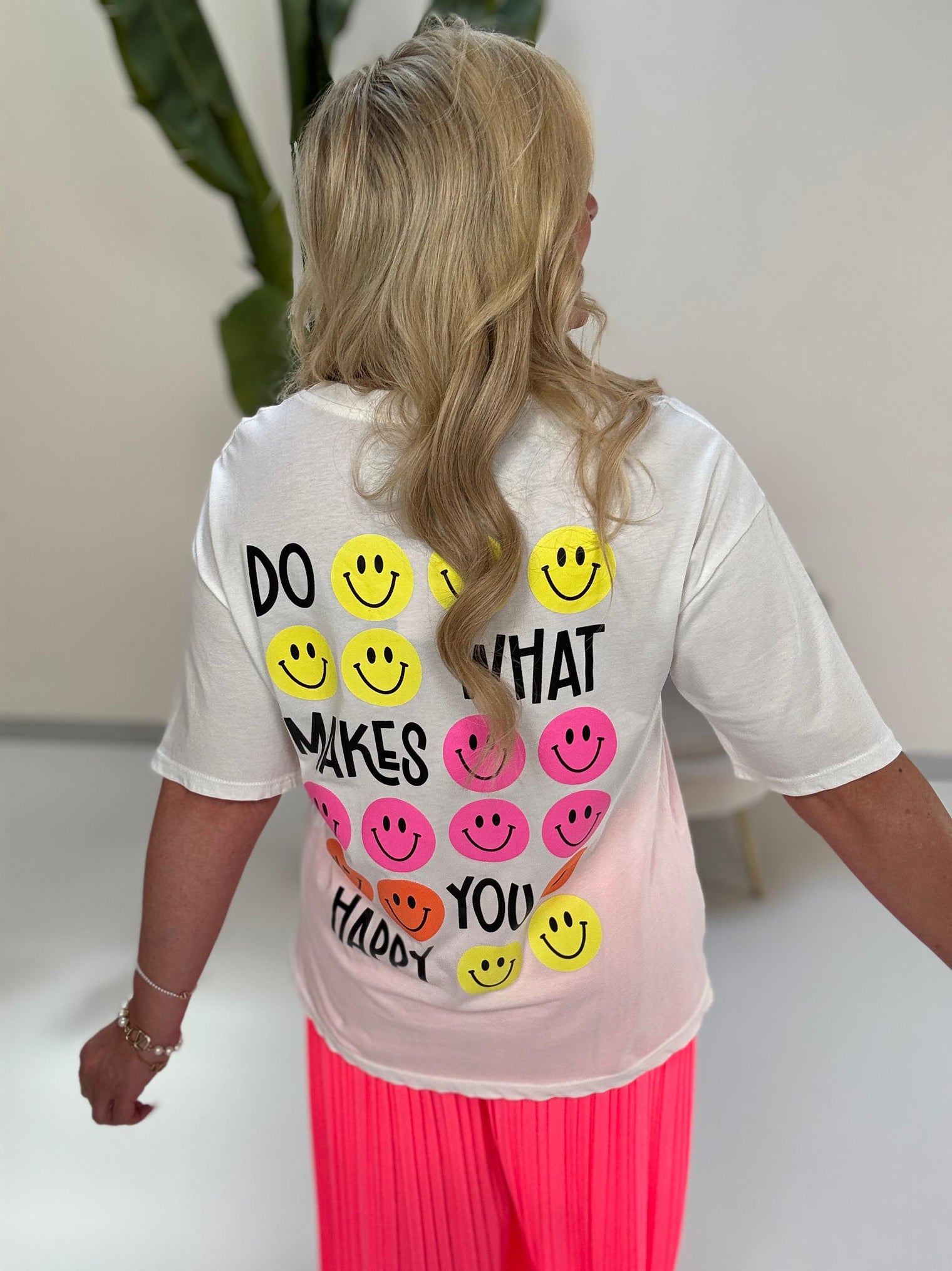 Statement Shirt DONT WORRY BE HAPPY weiß mit Rückenprint