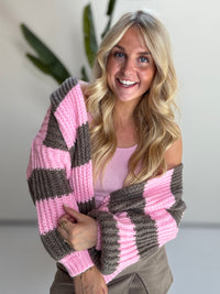 Strickjacke ONLY COZY VIBES taupe/rosa