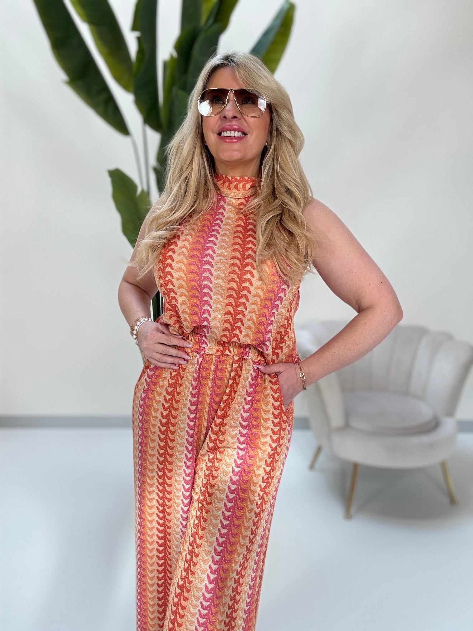 Top ELEGANT MODE orange/rot/gold/pink