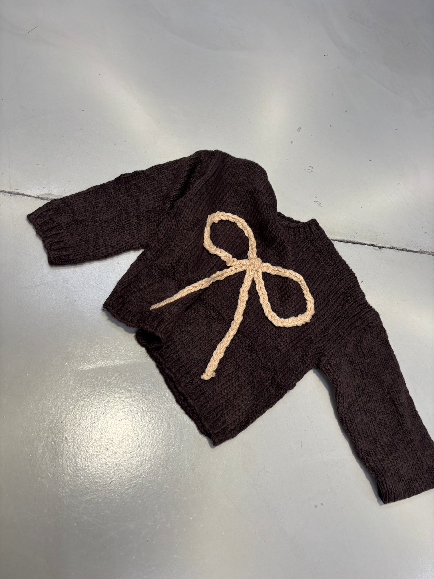 Strickpullover dark chocolate BOW LOVE toffee