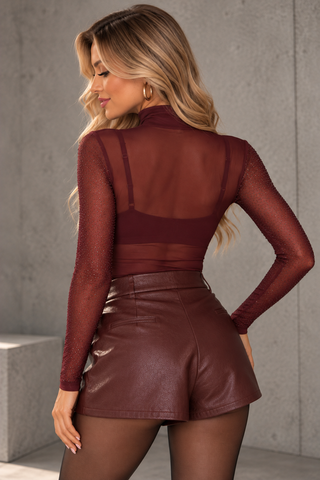 Mesh Body transparent SPARKLE MOMENT burgundy