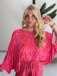 Luftiges Fledermausshirt rosa LEO ROMANCE orange