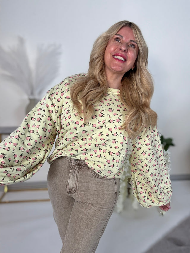 Sweater buttermilk lemon SWEET LITTLE FLOWERS FOR YOU