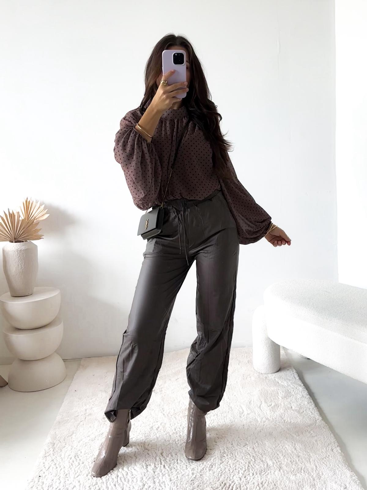 PU Hose chocolate COOL JOGPANT