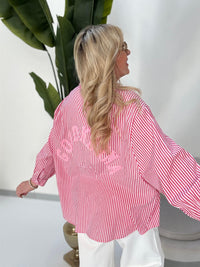 Bluse GOOD KARMA CLUB rot/weiß gestreift